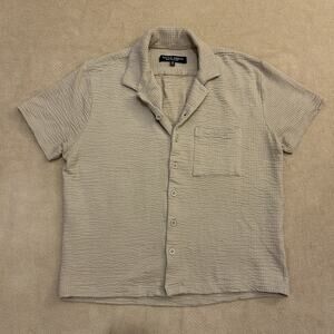 Rustic Souls Camp Collar Seersucker Short Sleeve Button Up Shirt Medium